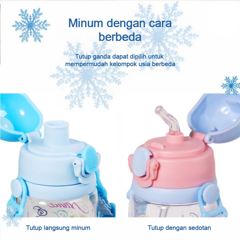 Botol Minum Anak Disney Original Dual Cap Bahan Tritan Premium BPA Free/ Kids Bottle 520 ml Elsa Frozen/Mickey/Ironman