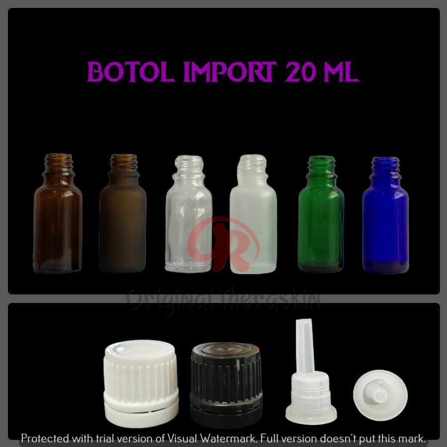 BOTOL KACA IMPORT 20 ML FILLER COVER SEGEL DROP/TETES