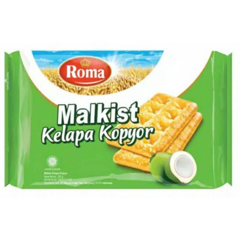 

BISKUIT ROMA MALKIST KELAPA KOPYOR 200 GR