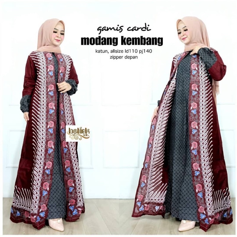Gamis Batik Jumbo Modern Premium atau Dress Muslim Gamis Batik Kombinasi Gamis Batik Terbaru