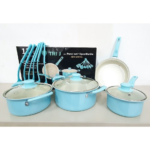 Panci set 13 pcs cookware by chef queen - Biru