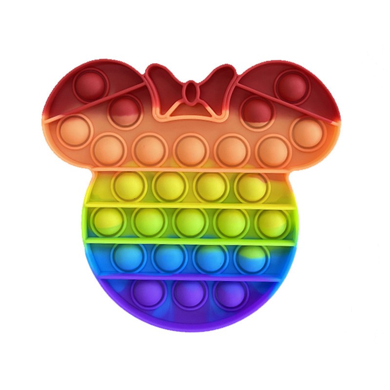 Fidget Toys Push POP IT / POPIT Mainan Anak Penghilang Stress Relieve Pop it Rainbow-Minnie Rainbow