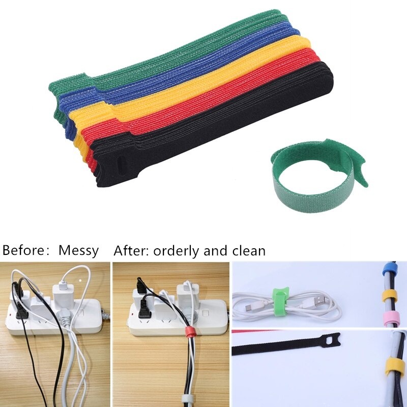 [BISA COD] Kabel Tis Velcro Cable Pengikat Penjepit Ikat Tali Tie Ties Organizer Strap Wire Winder Management