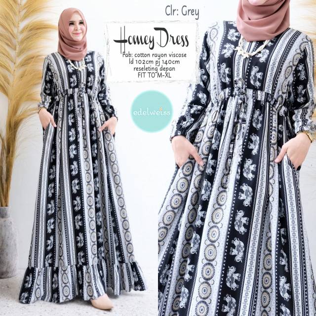 MAXI DRESS BAHAN COTTON RAYON VISCOSE 