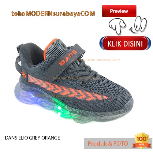 DANS ELIO GREY ORANGE Sepatu Anak Sepatu Sneakers Ringan