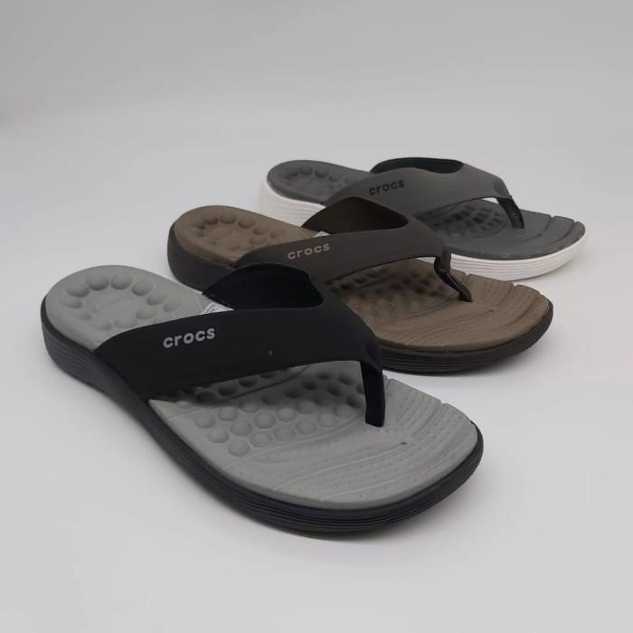 CROCS SANDAL JEPIT PRIA REVIVA FLIP NEW ORIGINAL CROCS - HITAM PROMO