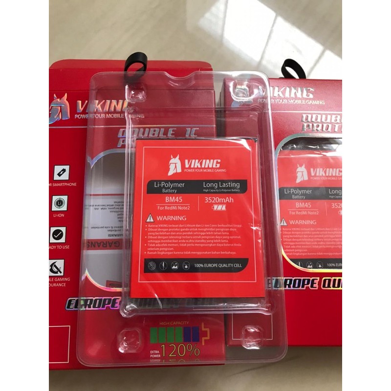 Baterai Xiaomi Redmi Note 2 BM45 / VIKING DOUBLE POWER