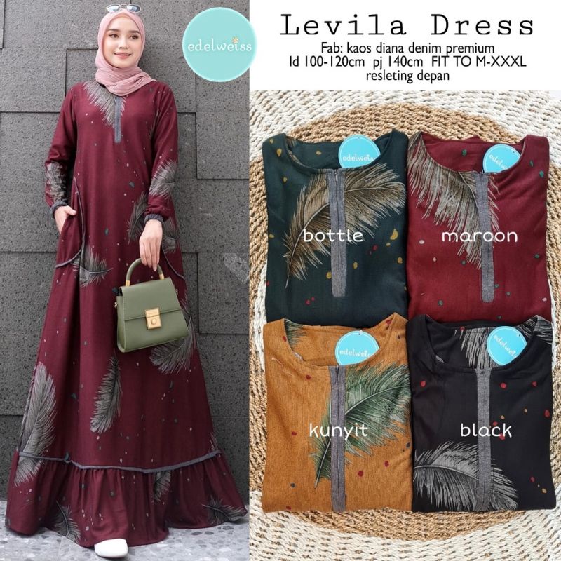 LEVILA Dress / SIERA #3 - Gamis Denim Diana Terbaru LD105 Busui / R.23 - 222-5995