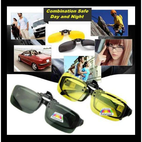 Clip On And Flip Up Polarized Sunglass Untuk Kacamata Minus/Plus