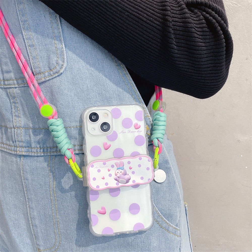 Tali Lanyard Panjang Motif Kartun Warna-Warni Anti Hilang Untuk Aksesoris Handphone Universal