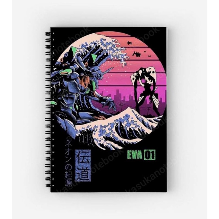 

Notebook dan buku catatan custom softcover ukuran A5 isi 100 halaman full color design custom Eva01