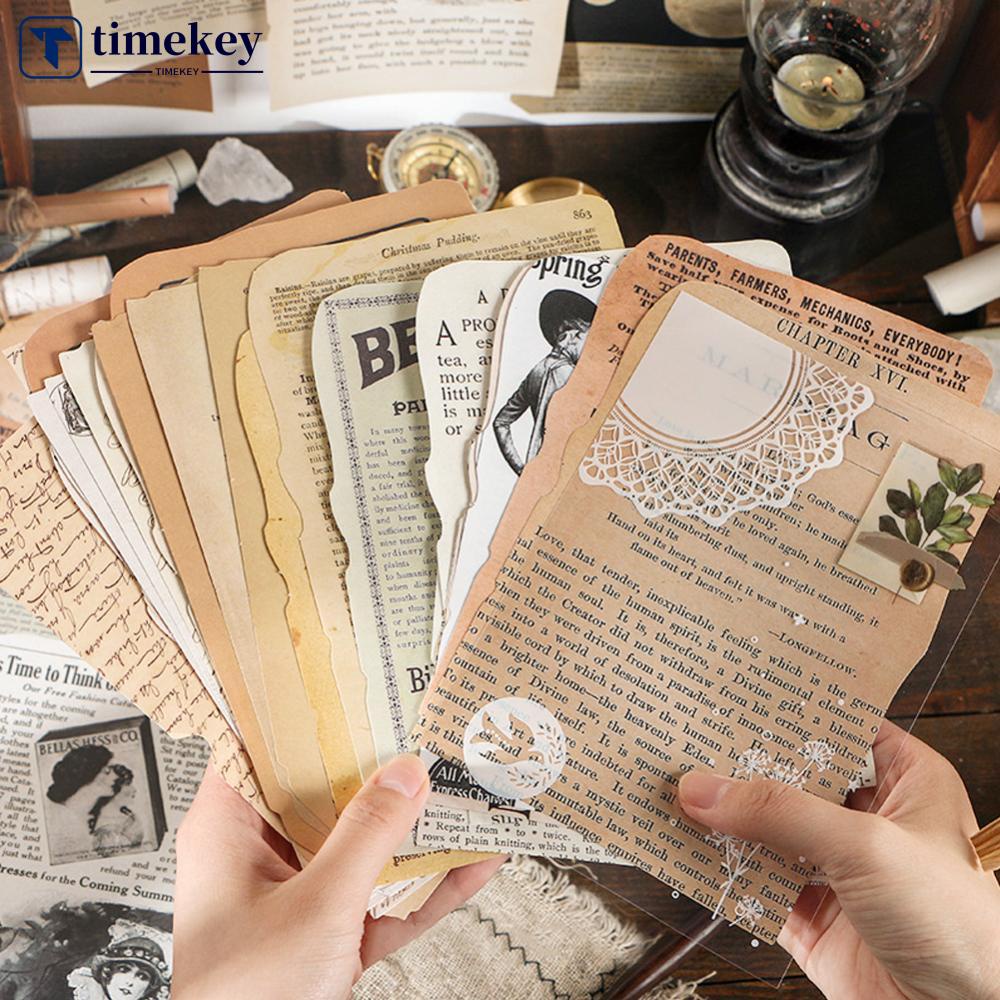 Timekey 25 Lembarset Stiker Kertas Aneka Desain Gaya Vintage Untuk Dekorasi Scrapbookjurnaldiary A9K4