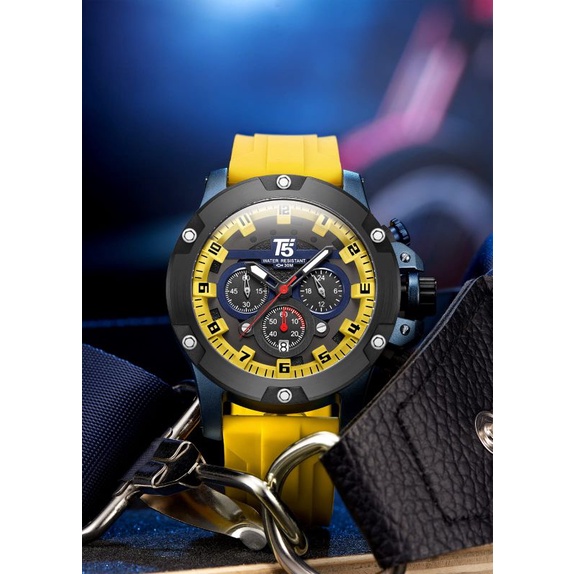 GET 1 GIFT ! Jam Tangan Pria T5 H3913 3913 Original Rubber Chrono Watch