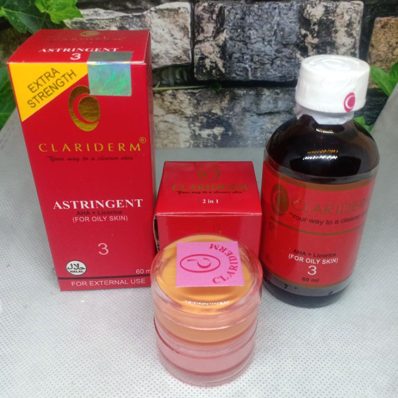 PAKET CREAM CLARIDERM 3in1 &amp; TONER CLARIDERM