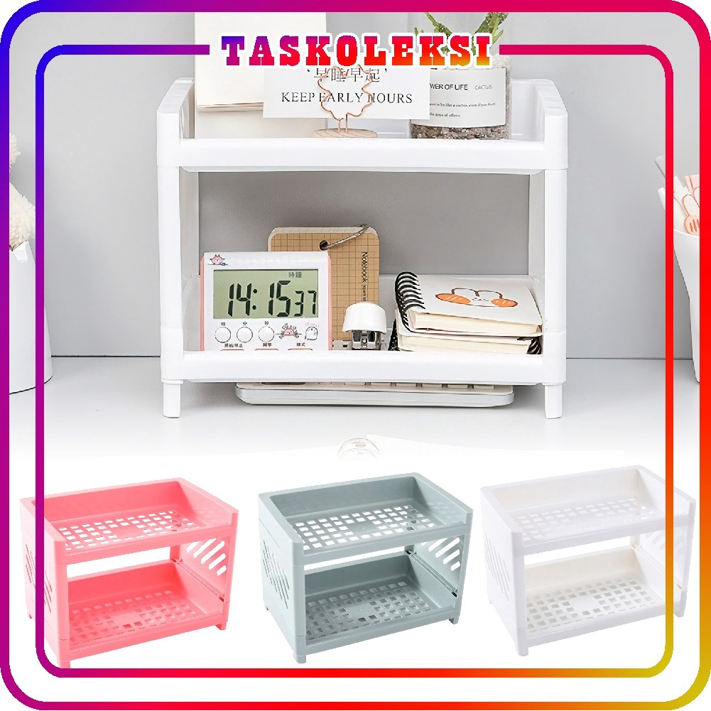 ☛TK☚ R379 Rak Organizer Stationery Rak Penyimpanan Desktop Lipat Double Layers Storage