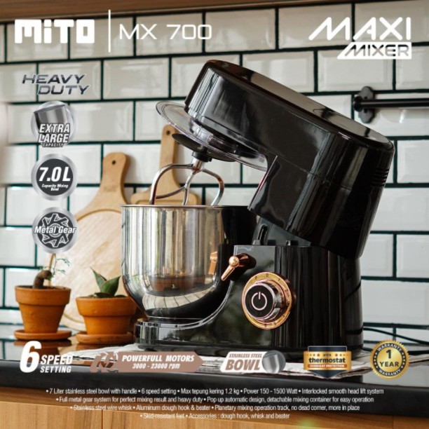 MITO Stand Mixer 7 Liter MX 700 MAXI Stainless Bowl 7L MX700 MX-700