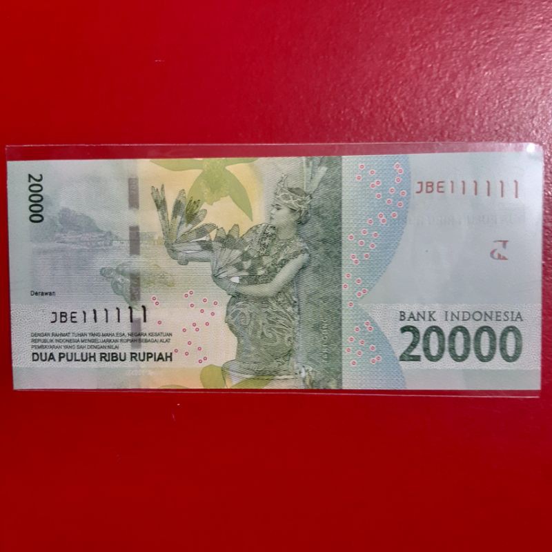 Uang Kertas Kuno 20000 Rupiah Tahun 2016 Nomor Cantik Solid 1