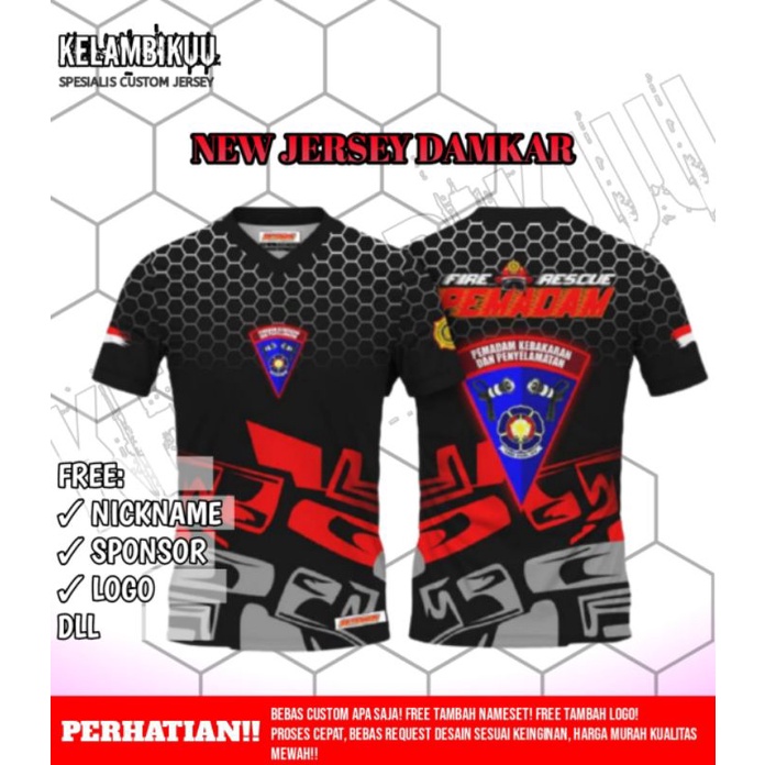 JERSEY PEMADAM KEBAKARAN/BAJU KAOS PEMADAM KEBAKARAN PRINTING/BAJU MURAH/JERSEY DAMKAR TERBARU
