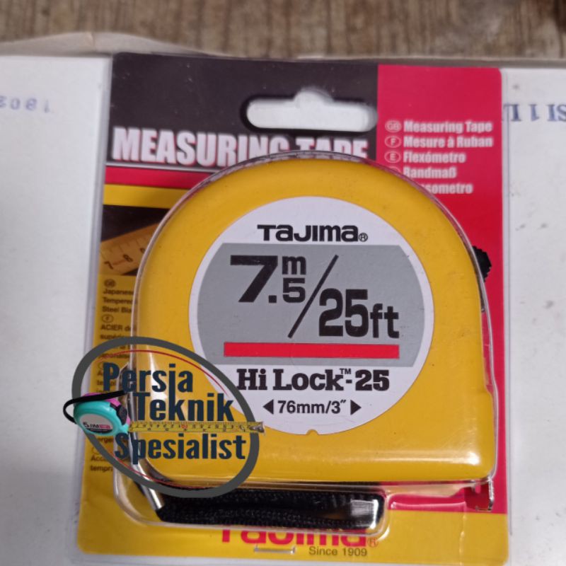 Meteran hi lock TAJIMA 7.5 METER / 25 FT measuring tape