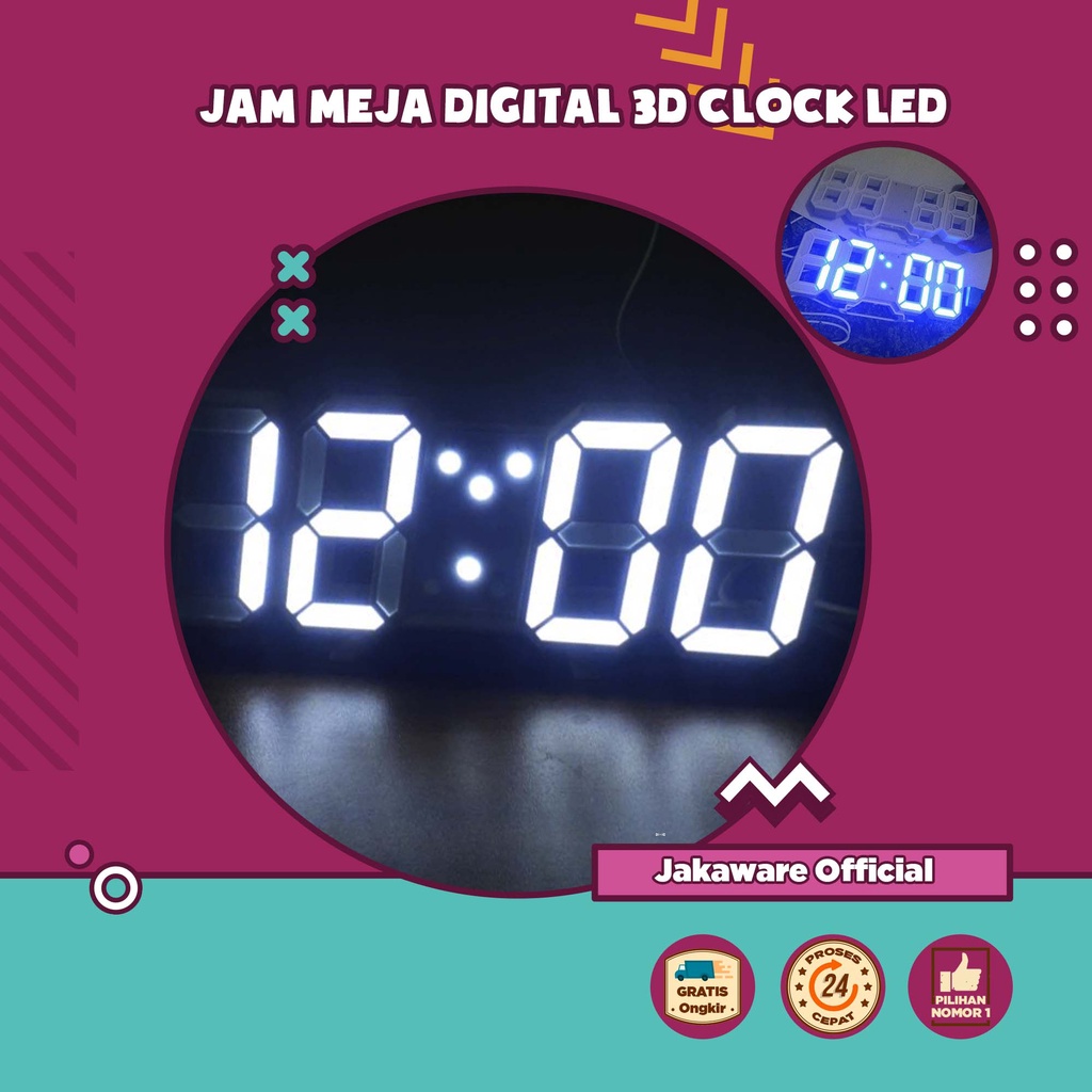 JAM MEJA LED DIGITAL CLOCK HIASAN DEKORASI 3D MINIMALIS TABLE DINDING WALL DIY CLOCK QUARTZ MODEL DI
