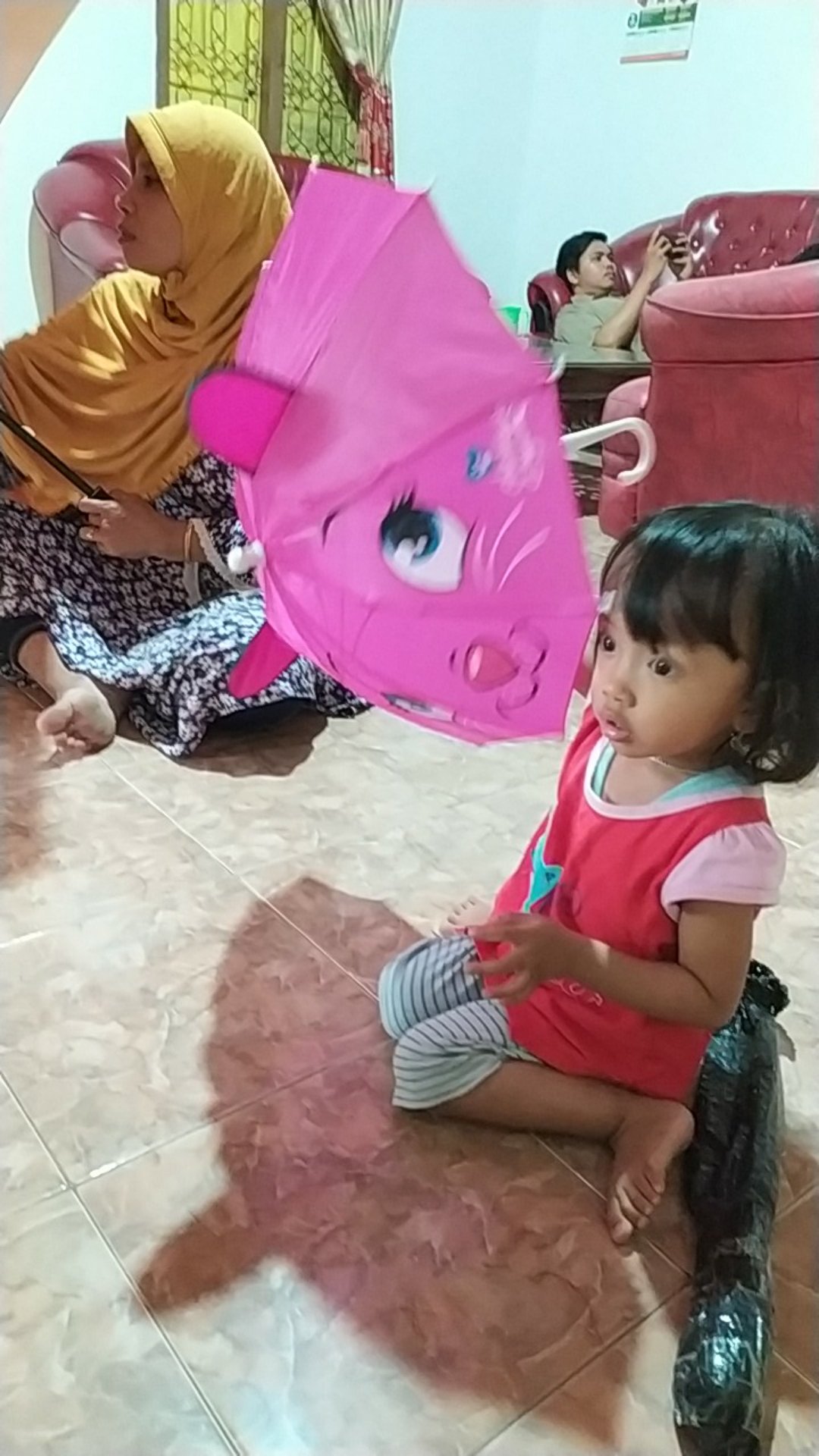 Payung Anak Karakter Kucing/ Payung Mainan/ Payung Motif Animal Kuping Kecil
