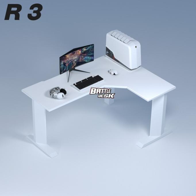 [Sale] Battledesk R3 Hitam - Meja Komputer Gaming Pc Desk Rgb Murah 160X120 - Putih, Meja Only
