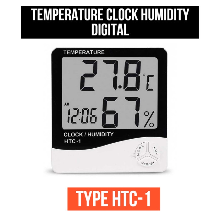 HTC-1 Digital Humidity Termometer Clock Hygrometer Jam Suhu Kelembaban