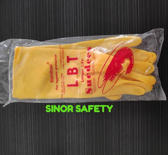 Sarung Tangan Karet Latex Tebal Serbaguna Rubber Glove 32 cm Kuning dan Orange