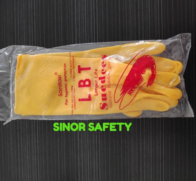 Sarung Tangan Karet Latex Dot Tebal Serbaguna Rubber Glove 32 cm Kuning dan Orange