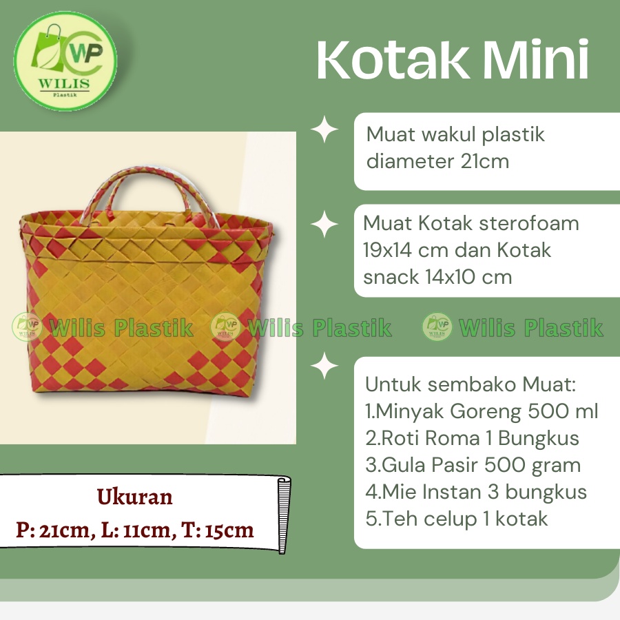 Tas Anyaman Plastik Kotak Mini Hampers / Tas Souvenir Parcel / Tas Berkat Bingkisan Hajatan Kotak Snack