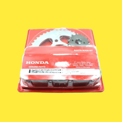 RANTAI RODA KIT(DRIVE CHAIN KIT)GIR SET MOTOR SUPRA X 125 HELEM IN F1 ORIGINAL HONDA100% 06401KYZ900