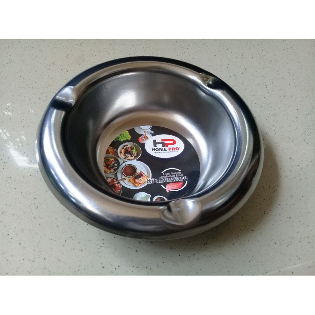 Asbak Bulat D12.5cm  Stainless Steel Tebal Anti Karat - Home Pro