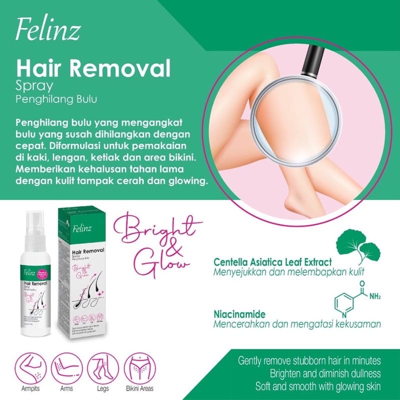 FELINZ HAIR REMOVAL GROWTH AND LOTION STEP 1 DAN 2 30ML PERONTOK BULU