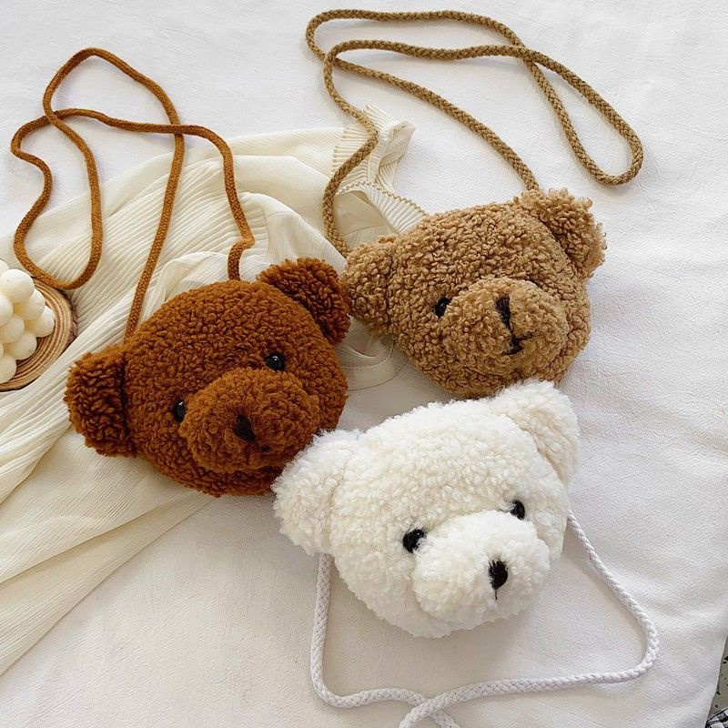 Tas Selempang Teddy Bear Mini Tas Bahu Wanita Bentuk Kepala Beruang Karakter Hewan - TK34