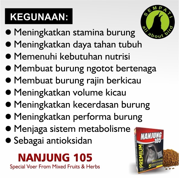 Nanjung 105 Ebod Jaya Voer Serbuk Kasar Pakan Burung Juara Lomba