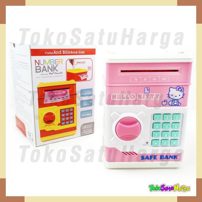Mainan Edukasi Celengan ATM Number Bank Hello Kitty Coin Kertas