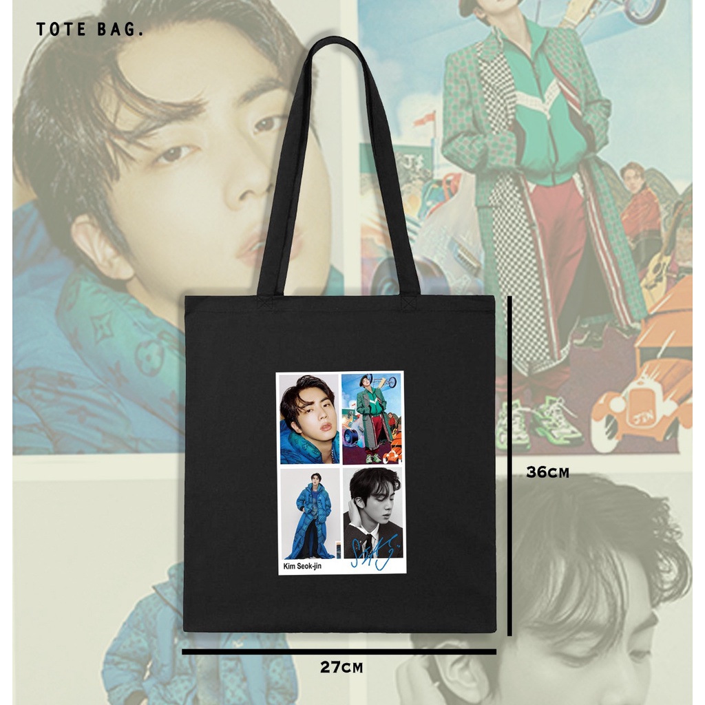 TOTEBAG WANITA BAHAN KANVAS / KIM SEOK-JIN MEMBER BTS / ARMY / TAS KULIAH / KERJA / SANTAI / LES / B