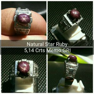 Dijual Carats RUBY STAR Memo GRI Ring PERAK 925 Berkualitas