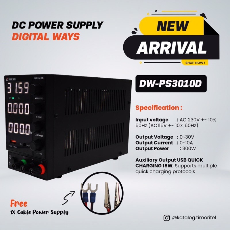 POWER SUPPLY DIGITAL WAYS DW-PS3010D DC 30V/10A