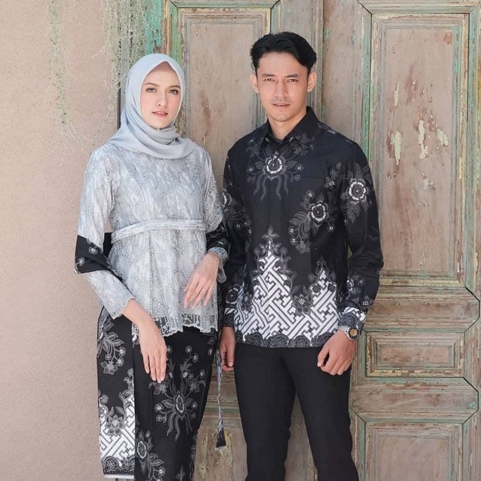 BAJU COUPLE KEBAYA BROKAT HITAM / KONDANGAN / TUNANGAN / SARIMBIT / Baju Kapel