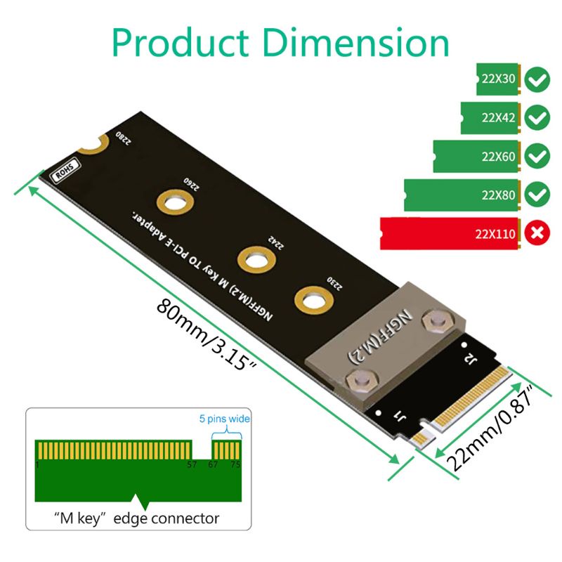 Btsg Riser PCIe x4 3.0 PCI-E 4x To for M.2 NVMe for M for Key 2280kartu Riser Gen3.0