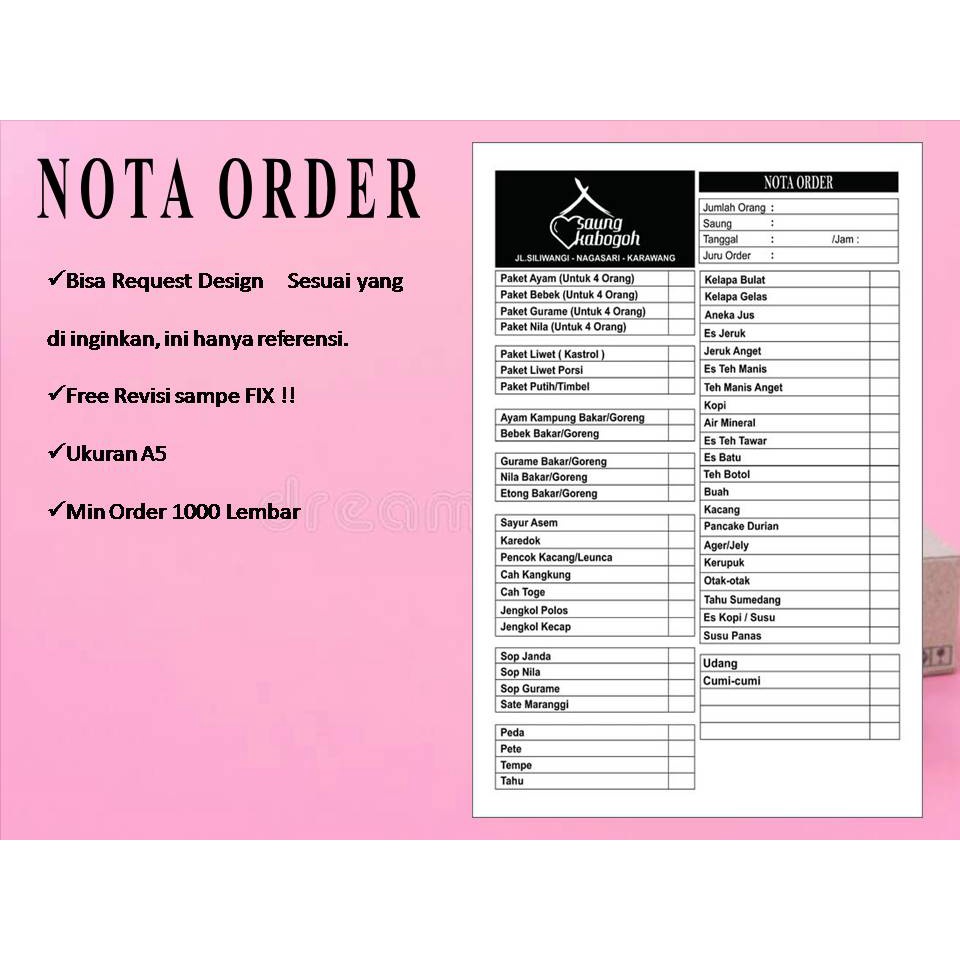 

Costum Nota Restaurant / Angkringan / Tempat Makan