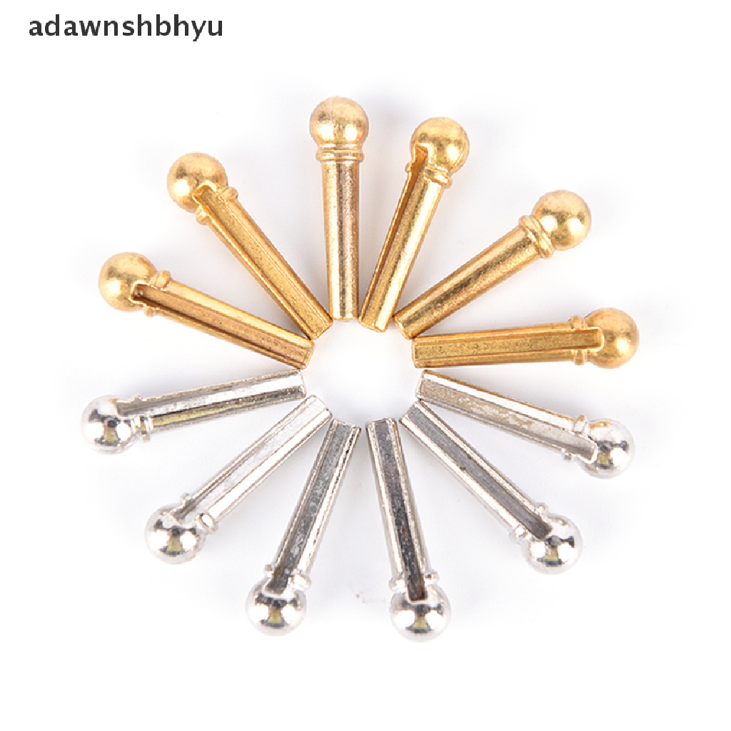 Adawnshbhyu 6pcs Metal Bridge Pin Folk Gitar Akustik String Pin Pasak Paku Warna silver/Emas