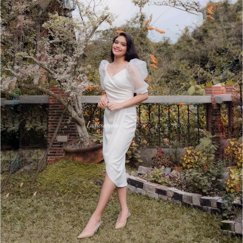 VENNY DRESS - Dress Pesta wanita wrap dress murah gaun party puff sleeves puffy tangan balon dress b