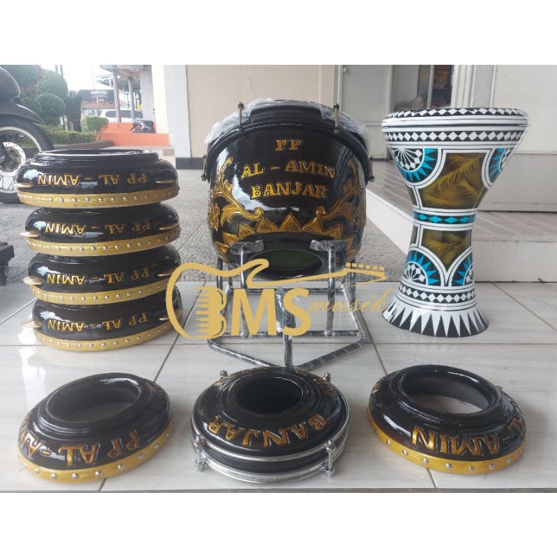 Promo Fullset Rebana Ukir kayu Mahoni 9 personil