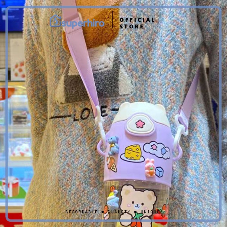 Botol Minum Anak Sedotan Tali Boy Girl Bottle BPA Free 600ML Cartoon