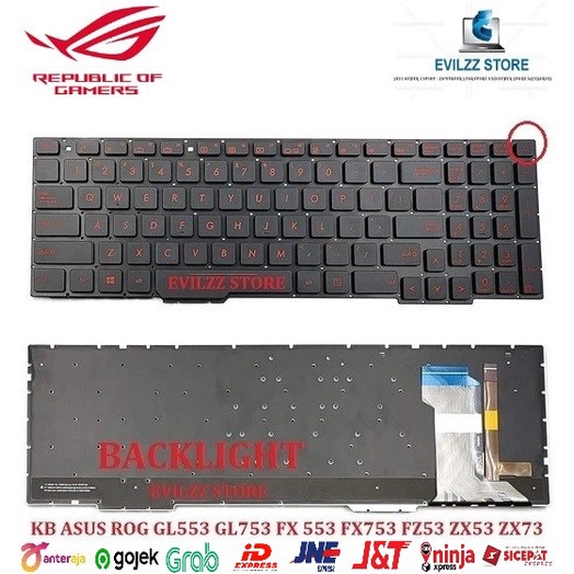 KEYBOARD KIBOT LAPTOP ASUS ROG GL553 GL553V GL553VD GL553VE GL553VW FX553 FX553VD FX553VE GL753 GL75