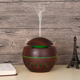 Taffware Ultrasonic Humidifier Aroma Essential Oil Diffuser Wood Design 130ml - KJR11 - Dark Brown