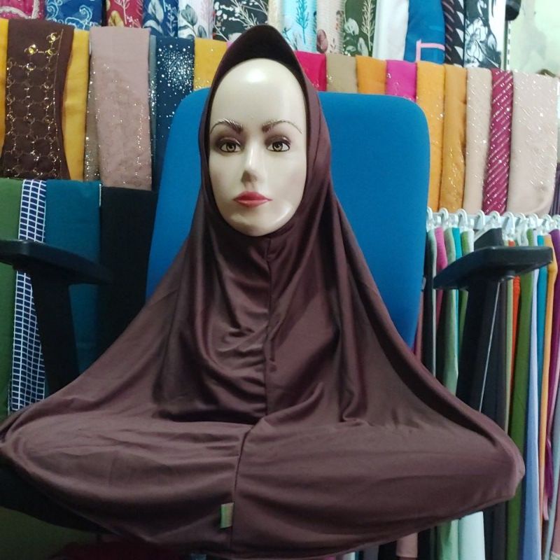 Jilbab Instan Oval  asri collection81-Coklat pramuka