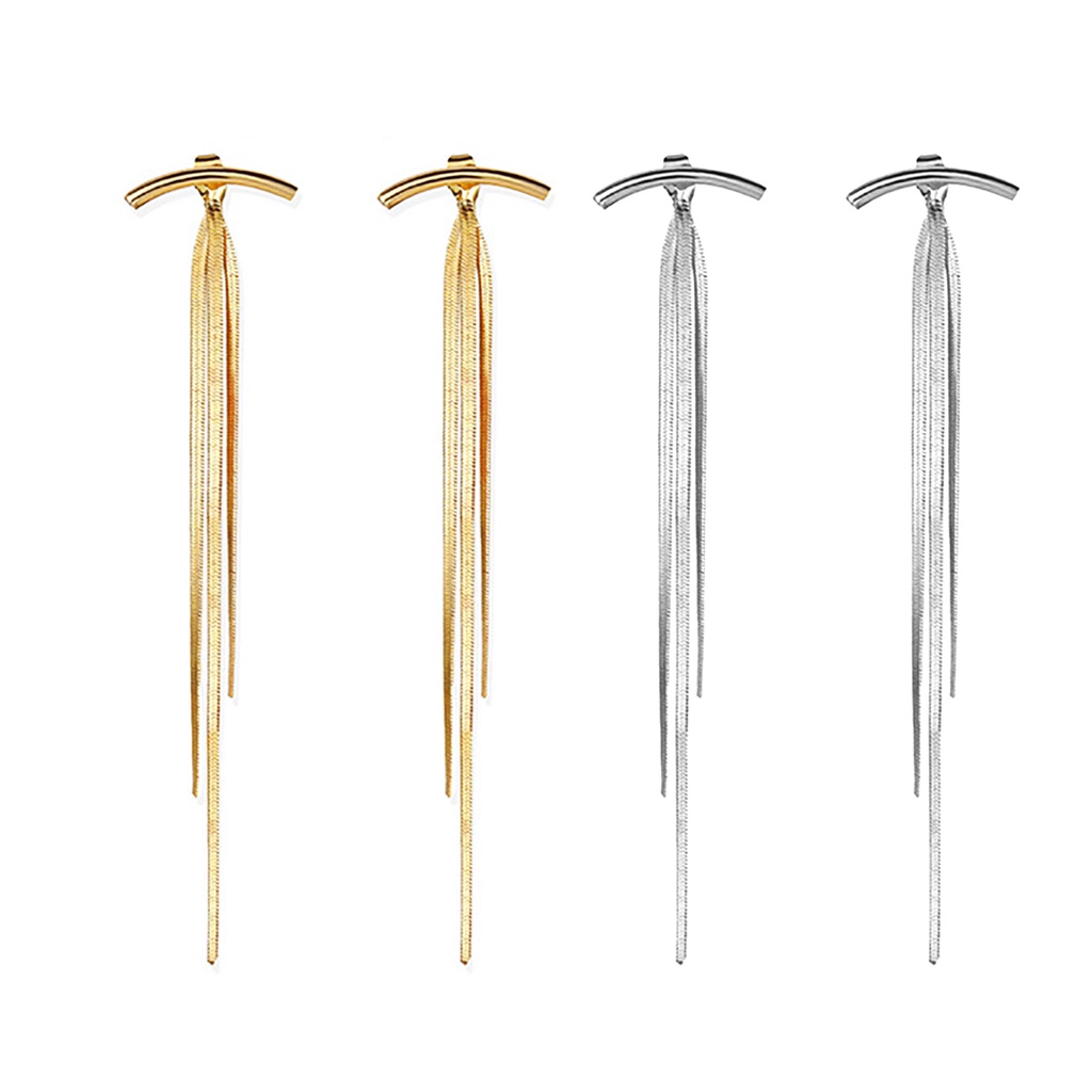 Hu Hu Hu Hu Hu Alat Bantu Pasang Kacamata♡ 1 Pasang Anting Tusuk Gantung Bahan Metal Desain Rumbai Panjang Untuk Wanita